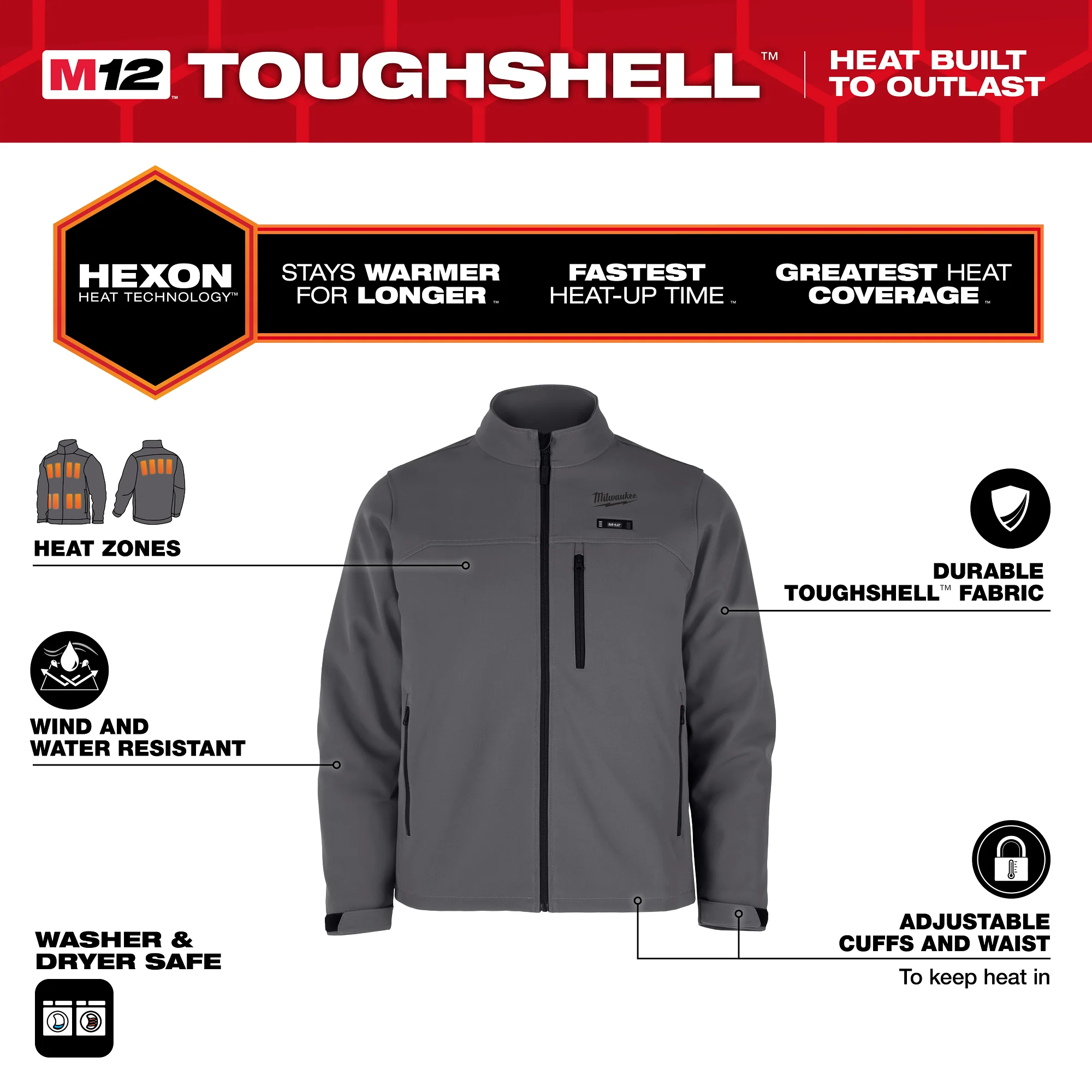 Milwaukee TOUGHSHELL JKT ONLY - GRAY XL M100G-20XL - Image 4