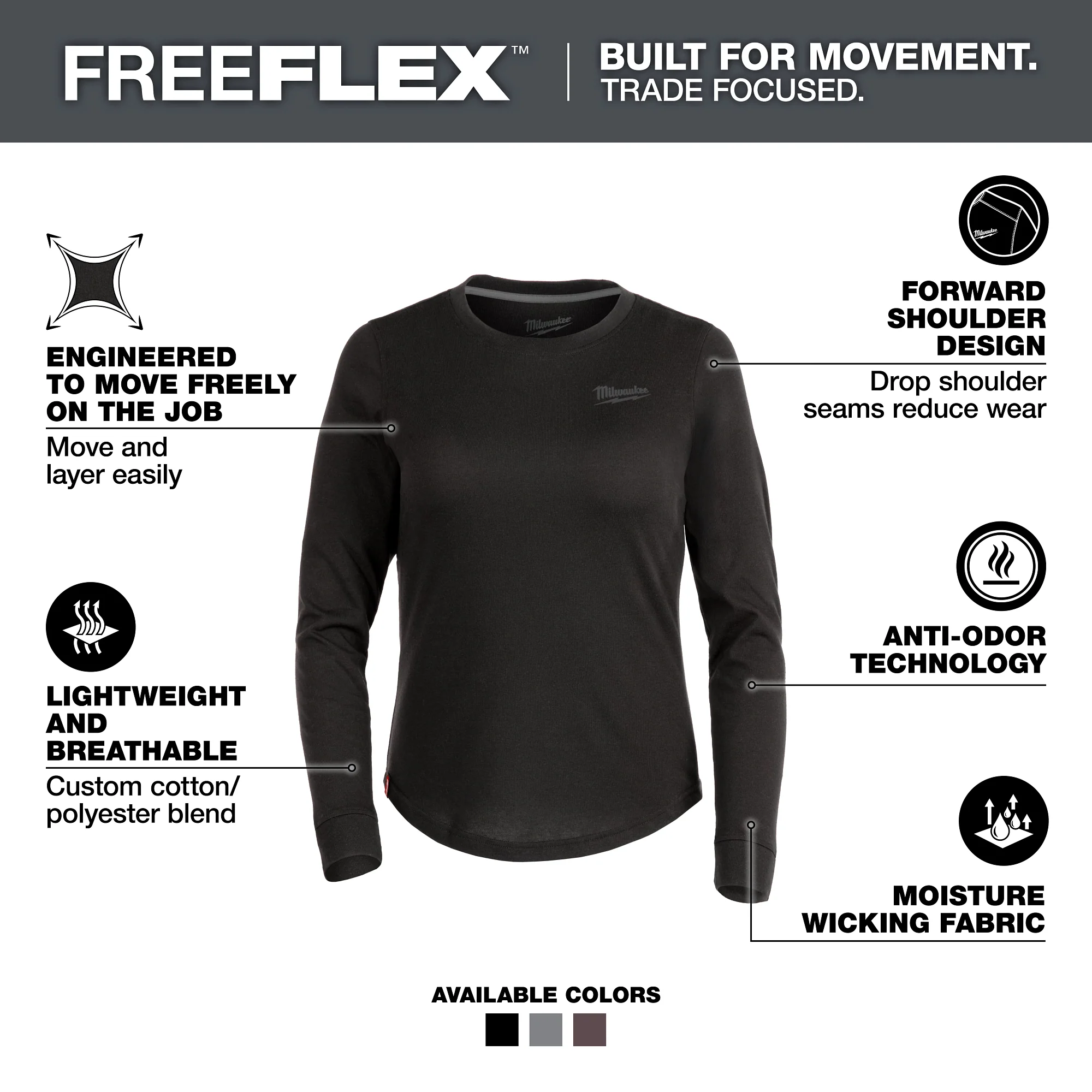 Milwaukee WMN FREEFLEX Hybrid T LS BLK L F552B-L - Image 2