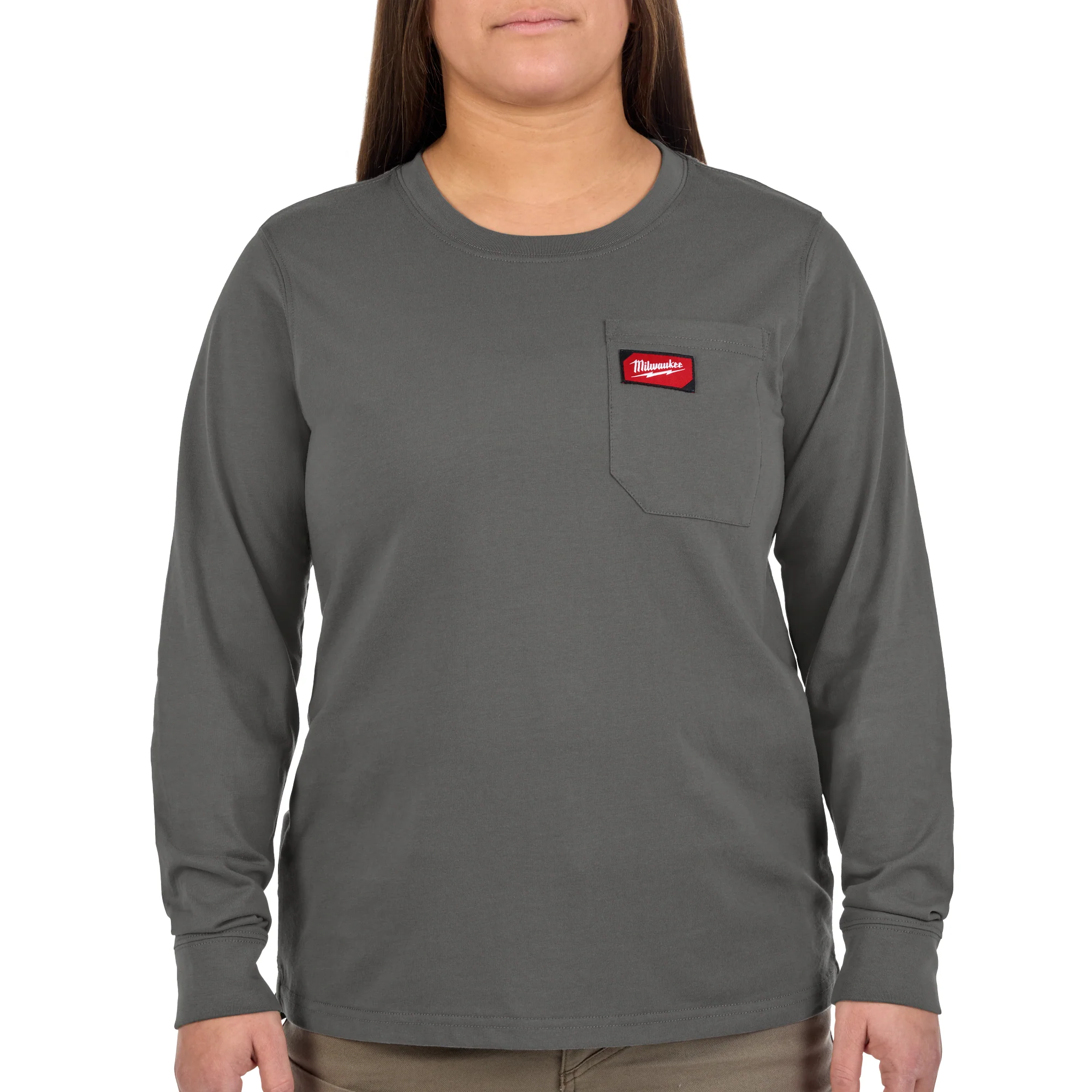 Milwaukee Women's Pocket T - LS Gray XL F551G-XL