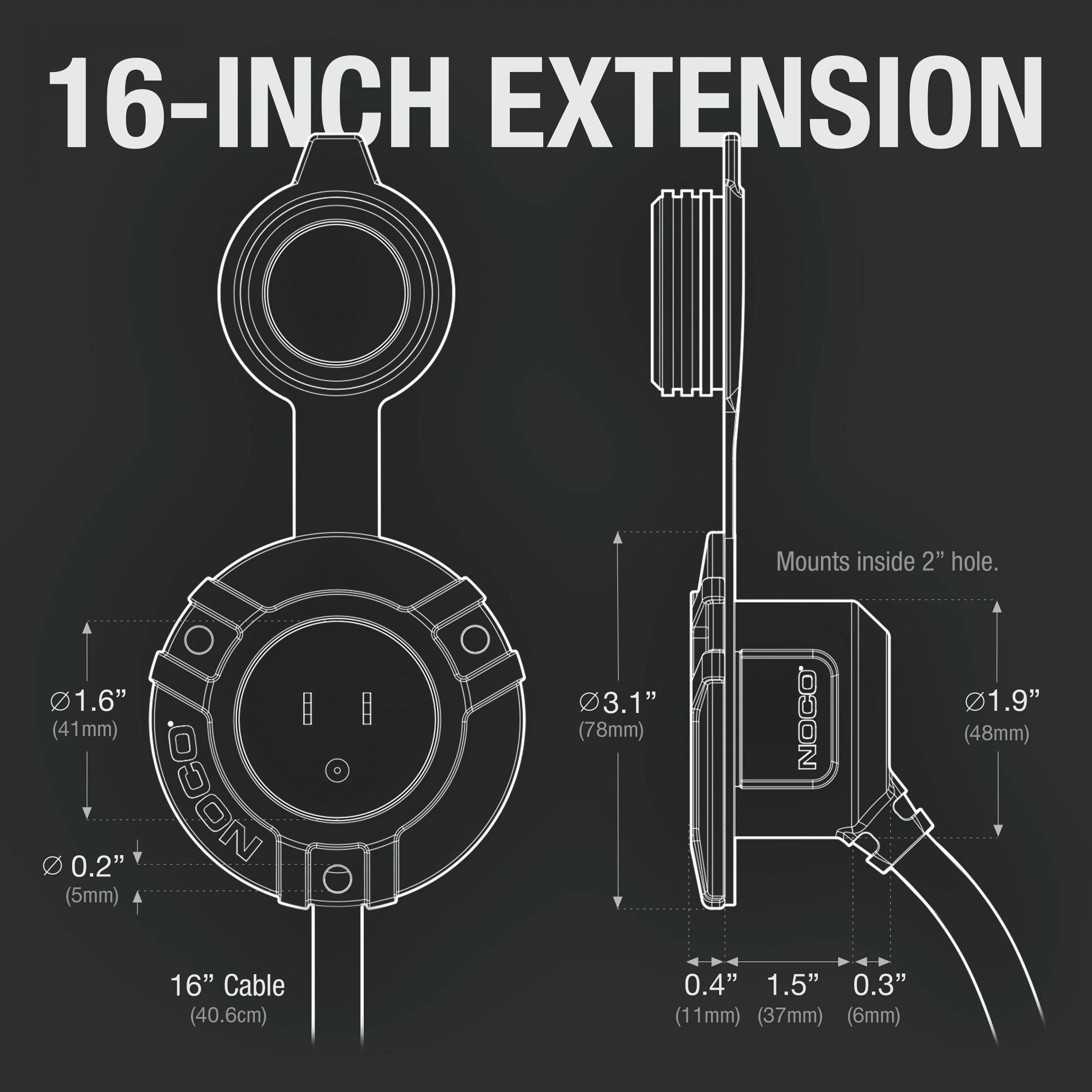 NOCO AC Port Plug w/ 16" Extension Cord - Image 8